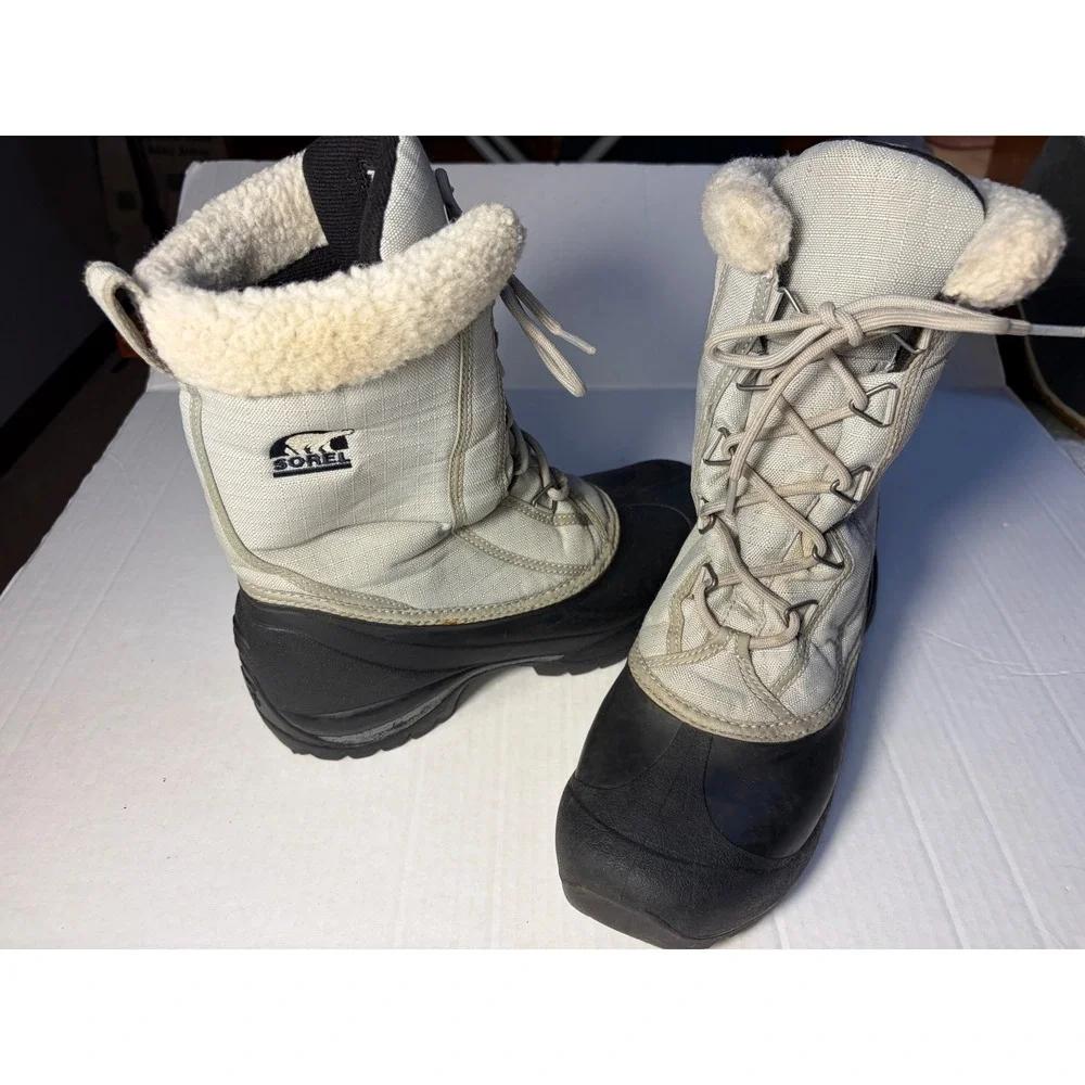 Sorel Cumberland Gray Black thinsulate Winter Snow Boots NL1436-009 Womens 8